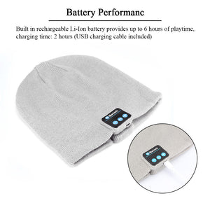 Knitted winter beanie with built in wireless Bluetooth Headset suitable for men and women, includes built-in Mic and Hands Free Call  function