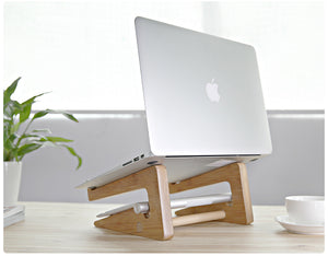 Detachable Wooden Mount Holder/Cradle Wooden Desktop Stand for Tablets iPad Macbook Air or Pro