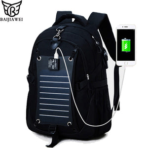 Backpack with Solar Charging and mobile power source for Smart Devices - waterproof