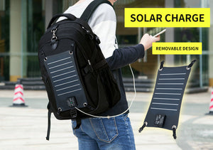 Backpack with Solar Charging and mobile power source for Smart Devices - waterproof