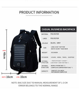 Backpack with Solar Charging and mobile power source for Smart Devices - waterproof