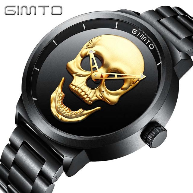 GIMTO men's or women's qaurtz watch with unique skull face design