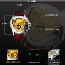 Men's automatic fashion watch with triangular face, 3 Sub-dials 6 Hands - reloj hombre