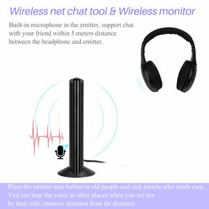 Fornorm 5 IN 1 Wireless Cordless Gaming or personal Headset With FM Microphone Headphone