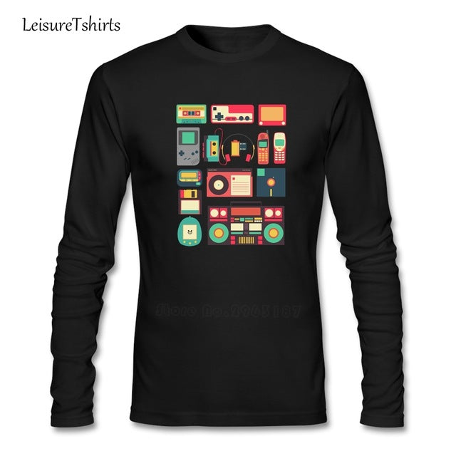 RETRO TECHNOLOGY motif T Shirt Long Sleeve - Men and Women