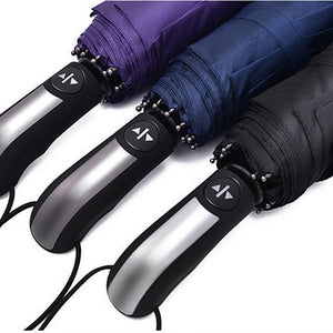 Auto Folding Compact Umbrella with stylish metal handle - 5 colours