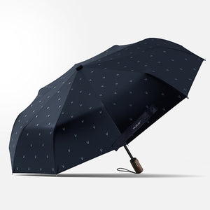 Automatic Folding Compact Umbrella  with stylish handle - Black and Blue